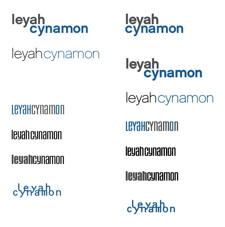 Alternates and logotype drafts for Leyah Cynamon